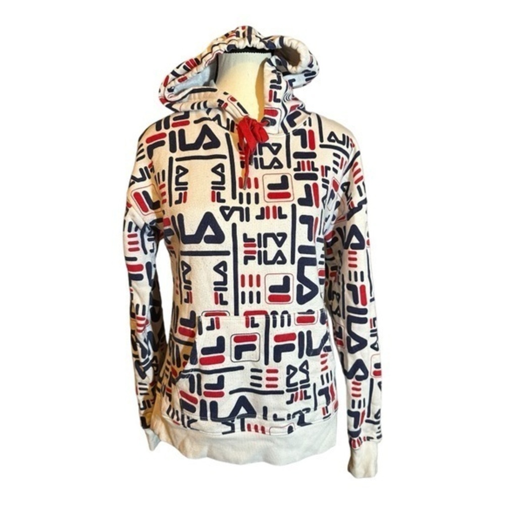 Women’s XS FILA White Logo Hoodie 0 2